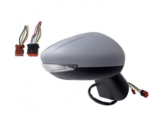 Rétroviseur droit électrique, convexe, chauffant, rabattable, apprêté, avec feu clignotant, courtoisie, sonde, side (4 et 10 broches)