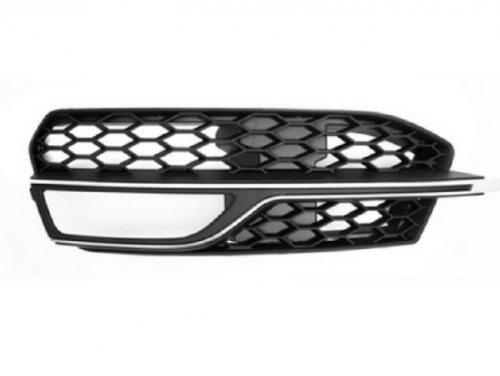 Grille gauche pare-chocs avant noire avec moulure argent + trous antibrouillard [S3]