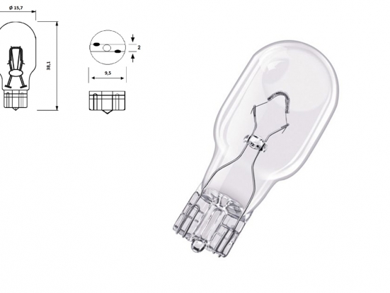 Lampe sans culot W16W 12V (blister 2 pcs.)