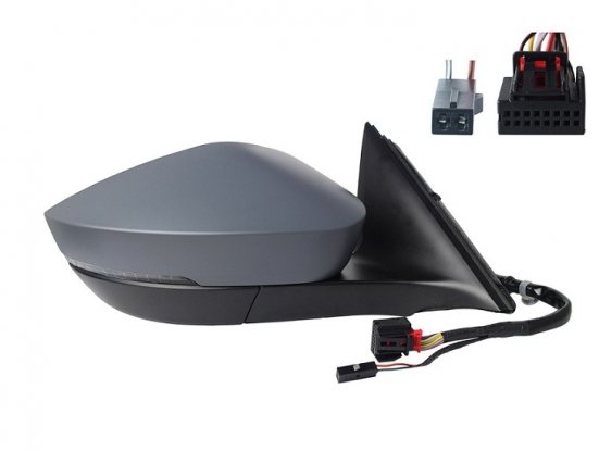 Rétroviseur droit électrique, LED, convexe, chauffant, rabattable, apprêté, avec feu clignotant, side (2 et 8 broches)