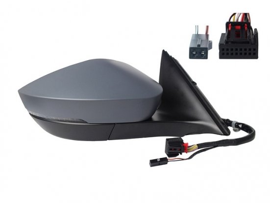 Rétroviseur droit électrique, LED, chauffant, rabattable, appreté, avec feu clignotant, convexe, courtoisie, mémoire, side (2 et 13 broches)
