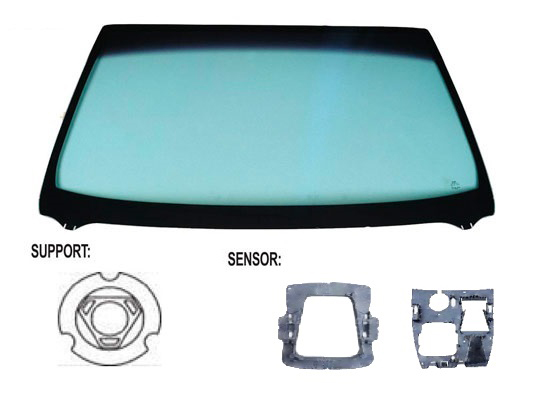 Pare-brise teinté vert acoustique + capteur + caméra, sérigraphié (52mm)