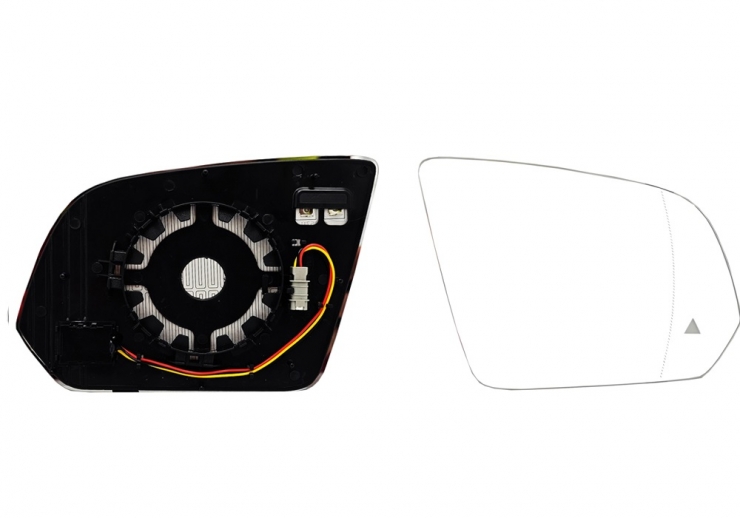 Glace + support de rétroviseur droit, asphérique, chauffant, side (4 broches)