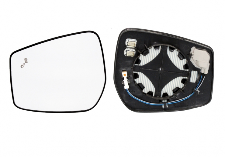Glace + support rétroviseur gauche, convexe, chauffant, side (4 broches)