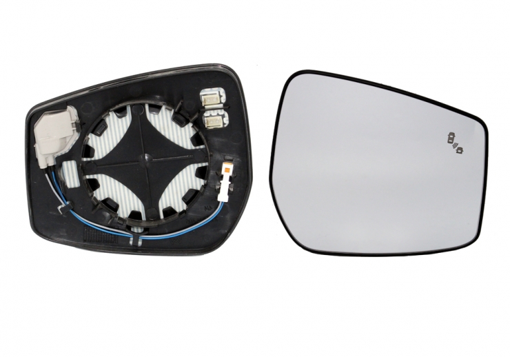 Glace + support rétroviseur droit, convexe, chauffant, side (4 broches)