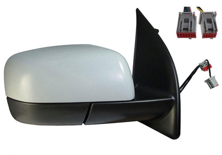 Rétroviseur électrique droit, convexe, chauffant, apprêté, rabattable, courtoisie (7 broches)