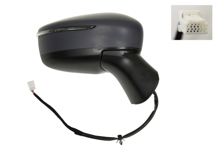 Rétroviseur électrique droit, convexe, chauffant, apprêté, avec feu clignotant