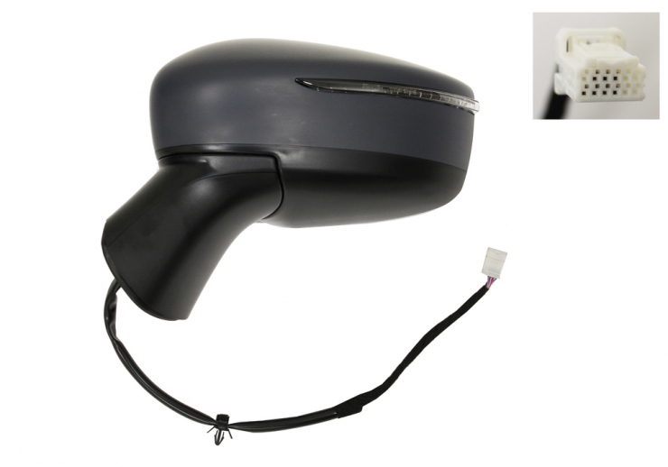 Rétroviseur gauche électrique, convexe, chauffant, apprêté, avec feu clignotant