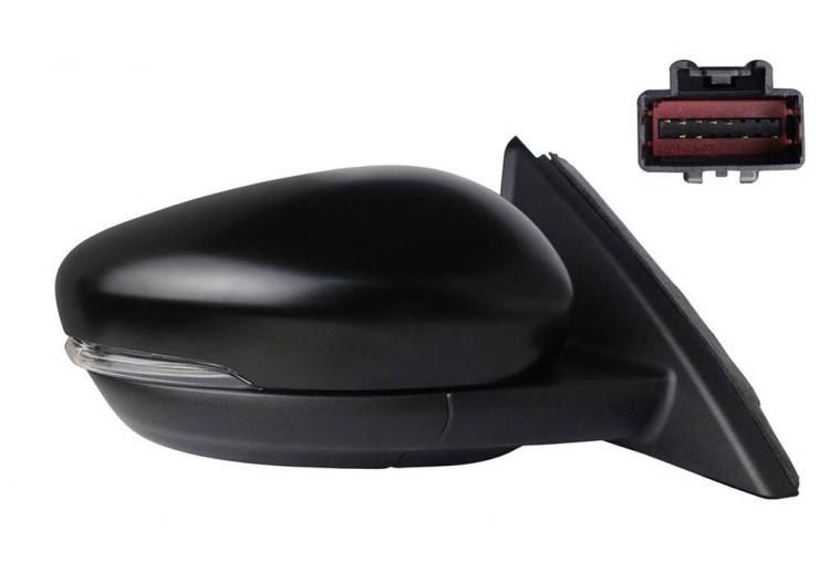 Rétroviseur électrique droit, convexe, chauffant, apprêté, rabattable, avec feu clignotant, courtoisie, side (11 broches)