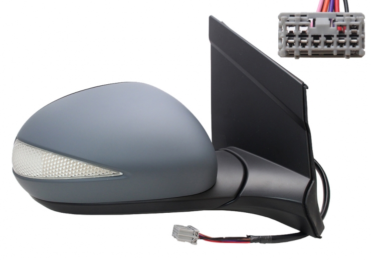 Rétroviseur électrique droit, convexe, chauffant, apprêté, avec feu clignotant (3 portes) (7 broches)