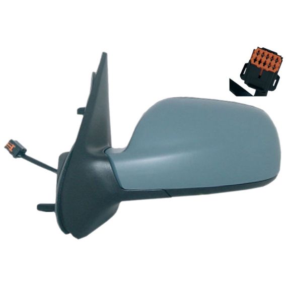 Rétroviseur gauche électrique, chauffant, asphérique, verre bleu, apprêté (Depuis 2003)