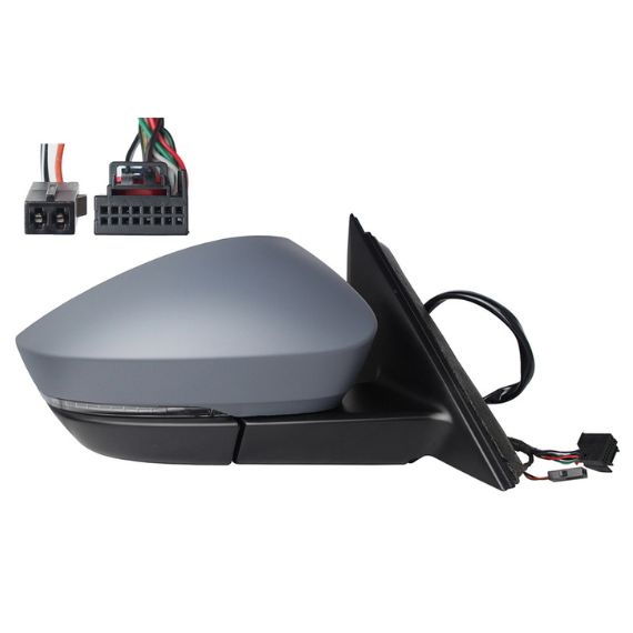 Rétroviseur électrique droit, convexe, chauffant, apprêté, rabattable, avec feu clignotant, courtoisie, mémoire, side (15 broches, 2 broches)