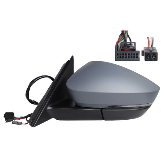 Rétroviseur électrique gauche, convexe, chauffant, apprêté, rabattable, avec feu clignotant, courtoisie, mémoire, side (15 broches, 2 broches)