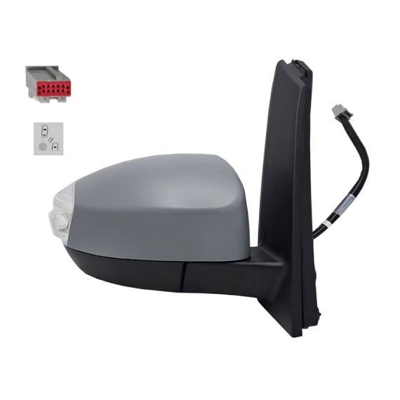 Rétroviseur électrique droit, convexe, chauffant, apprêté, rabattable, avec feu clignotant, courtoisie, side (10 broches)