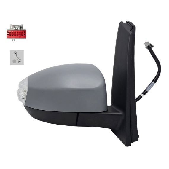 Rétroviseur électrique droit, convexe, chauffant, apprêté, rabattable, avec feu clignotant, sonde, courtoisie, side (12 broches)