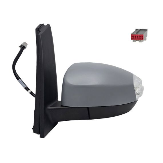 Rétroviseur électrique gauche, asphérique, chauffant, apprêté, rabattable, avec feu clignotant, courtoisie (8 broches)