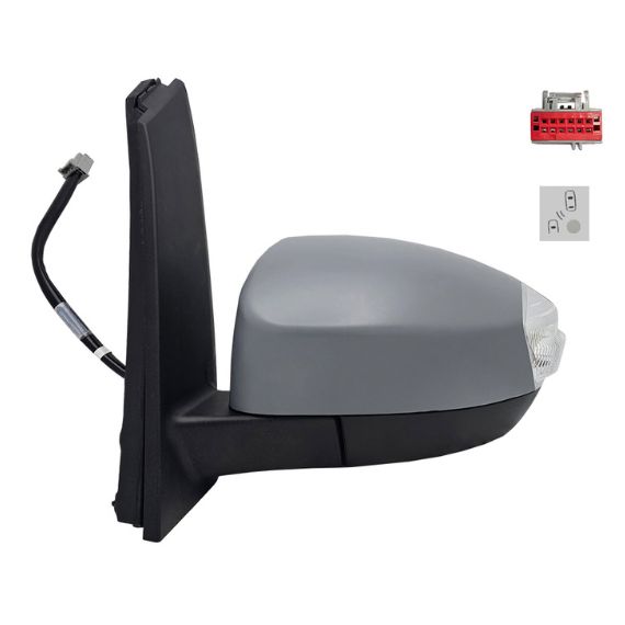 Rétroviseur électrique gauche, asphérique, chauffant, apprêté, rabattable, avec feu clignotant, courtoisie, side (10 broches)