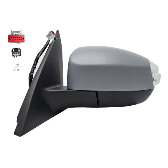 Rétroviseur électrique gauche, asphérique, chauffant, apprêté, rabattable, avec feu clignotant, courtoisie, mémoire, side (14 broches)