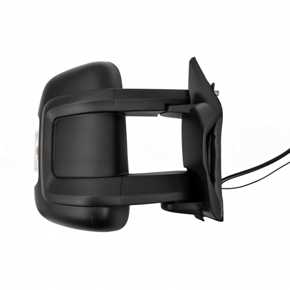 Rétroviseur électrique droit, noir, convexe, chauffant, avec feu clignotant, avec antenne (16W) (bras moyen) (9 broches)