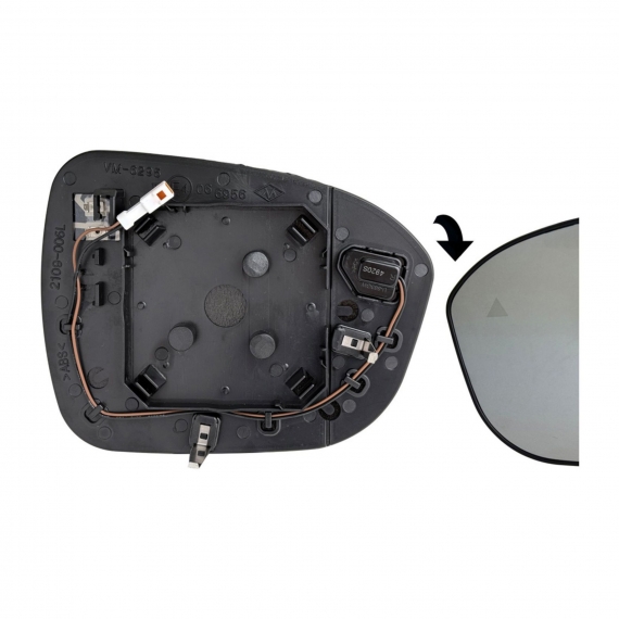 Glace + support rétroviseur gauche, convexe, chauffant, side (2 broches)