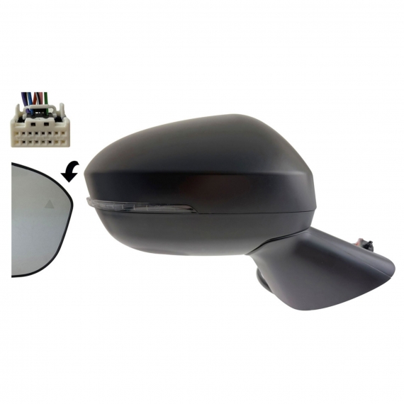 Rétroviseur électrique droit, convexe, chauffé, apprêté, rabattable, avec feu clignotant, side (9 broches)