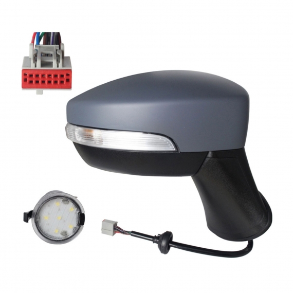 Rétroviseur électrique droit, apprêté, asphérique, chauffant, rabattable, avec feu clignotant, courtoisie (10 broches)