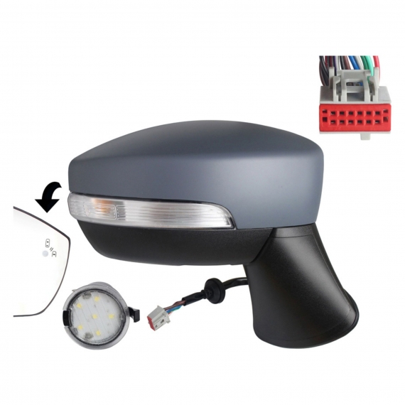 Rétroviseur électrique droit, apprêté, convexe, chauffant, rabattable, avec feu clignotant, courtoisie, side (12 broches) (Depuis 2019)