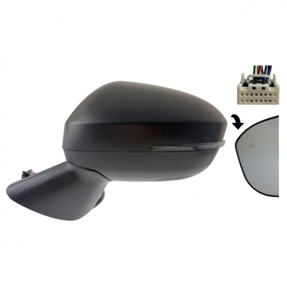 Rétroviseur électrique gauche, convexe, chauffé, apprêté, rabattable, avec feu clignotant, side (9 broches)