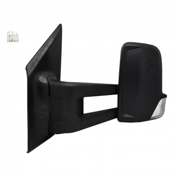 Rétroviseur manuel gauche, convexe, avec feu clignotant (2 broches) (Bras moyen)