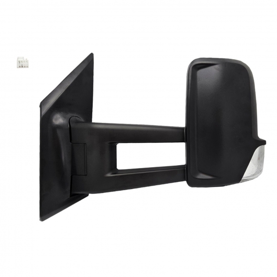 Rétroviseur manuel gauche, convexe, avec feu clignotant (2 broches) (Bras long)