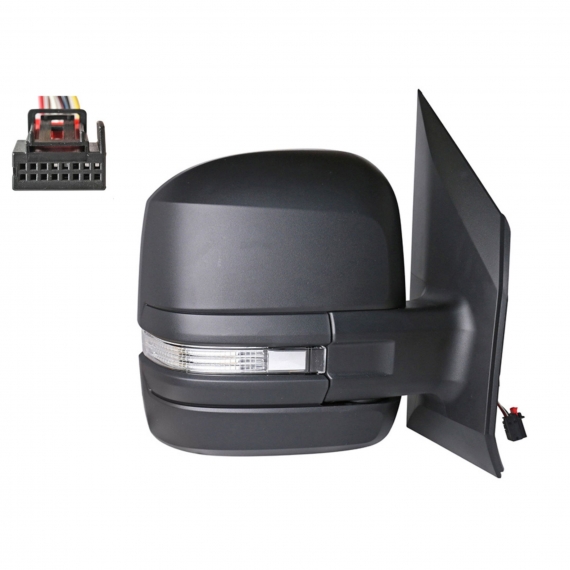 Rétroviseur électrique droit, convexe, chauffant, avec feu clignotant (bras court) (6 broches)