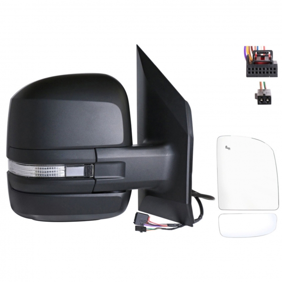 Rétroviseur électrique droit, convexe, chauffant, rabattable, avec feu clignotant, side (bras court) (8 broches et 2 broches)