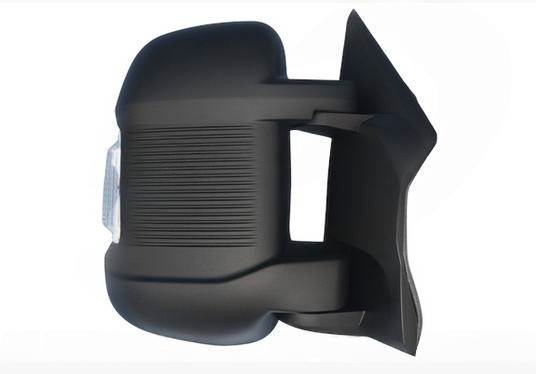 Rétroviseur électrique droit, convexe, chauffant, avec feu clignotant, gravure, avertisseur d'angle mort et rabattable électriquement. Bras court