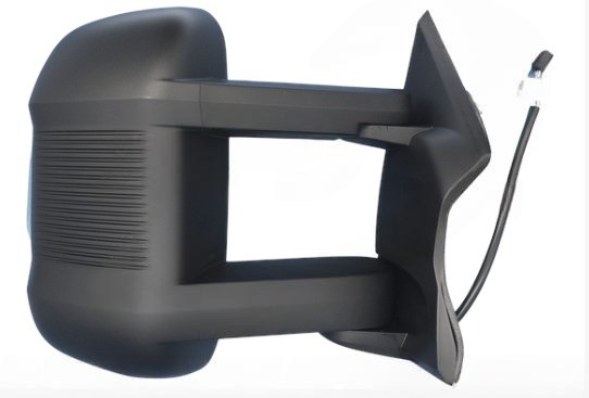 Rétroviseur électrique droit, convexe, chauffant, avec feu clignotant, gravé et rabattable électriquement. Bras long