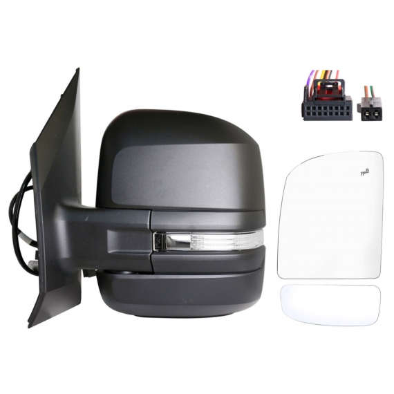 Rétroviseur électrique gauche, convexe, chauffant, rabattable, avec feu clignotant, side (bras court) (8 broches et 2 broches)