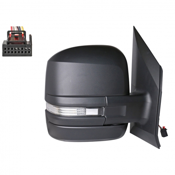 Rétroviseur manuel droit, convexe, avec feu clignotant (bras court) (6 broches)