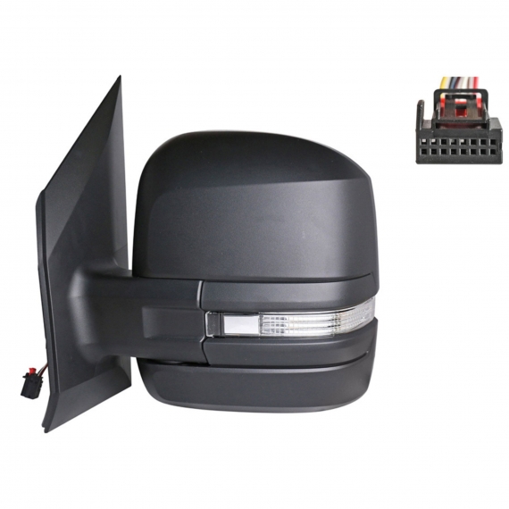 Rétroviseur manuel gauche, convexe, avec feu clignotant (bras court) (6 broches)