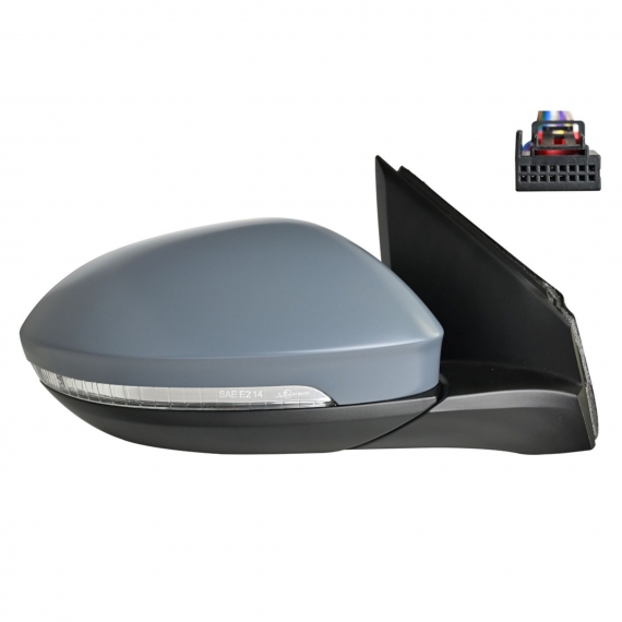 Rétroviseur électrique droit, convexe, chauffant, apprêté, rabattable, avec feu clignotant, courtoisie, mémoire (13 broches)