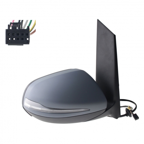 Rétroviseur électrique droit, asphérique, chauffant, apprêté, avec feu clignotant, chromé (7 broches)