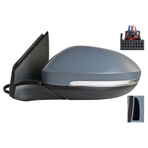 Rétroviseur électrique gauche, asphérique, chauffant, apprêté, rabattable, avec feu clignotant, courtoisie, side (11 broches)