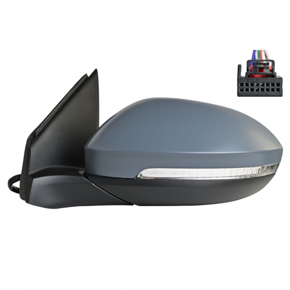 Rétroviseur électrique gauche, asphérique, chauffant, apprêté, rabattable, avec feu clignotant, courtoisie (9 broches)