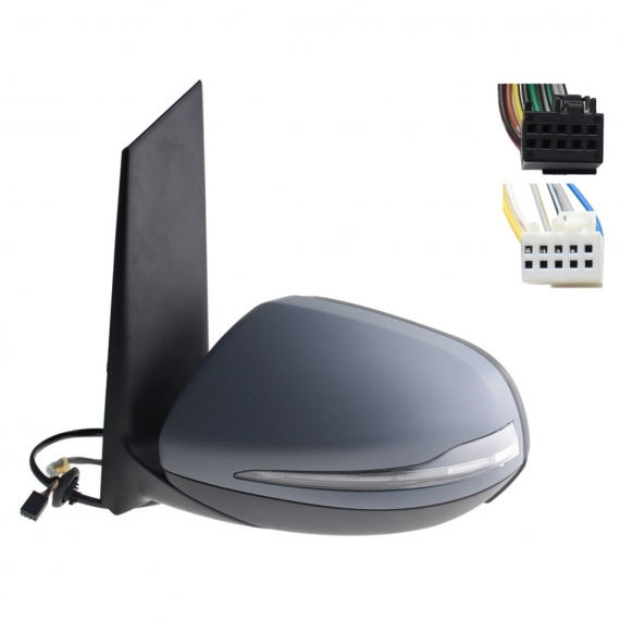 Rétroviseur électrique gauche, asphérique, chauffant, apprêté, avec feu clignotant, noir (7 broches)