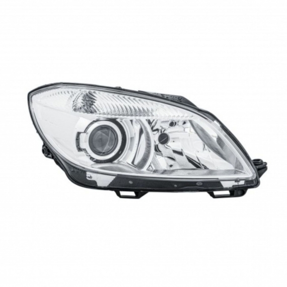 Phare électrique droit, chromé, avec feu dynamique de virage, H7+H7 (HELLA)