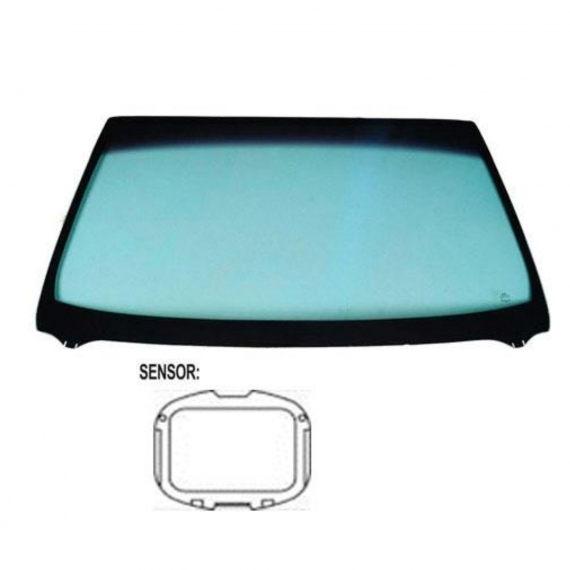 Pare-brise sérigraphié en vert, avec commandes solaires, avec base miroir, avec base pluie/lumière