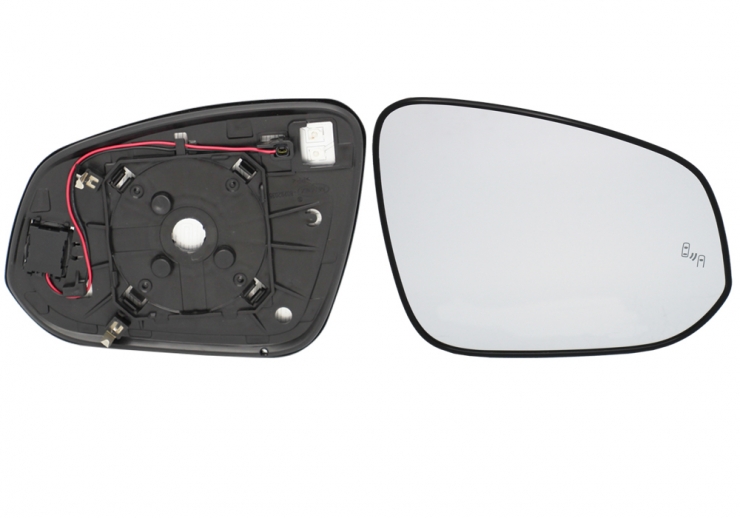 Glace + Rétroviseur support droit, convexe, chauffant et avec side assist (2 broches)