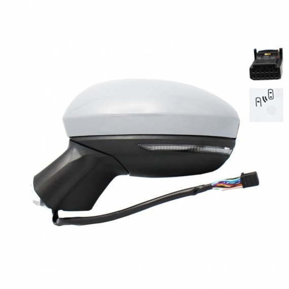 Rétroviseur électrique gauche, convexe, chauffé, apprêté, rabattable, avec feu clignotant, side (10 broches)