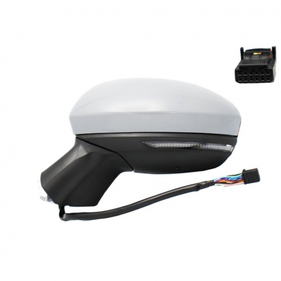 Rétroviseur électrique gauche, convexe, chauffant, apprêté, rabattable, avec feu clignotant (10 broches)
