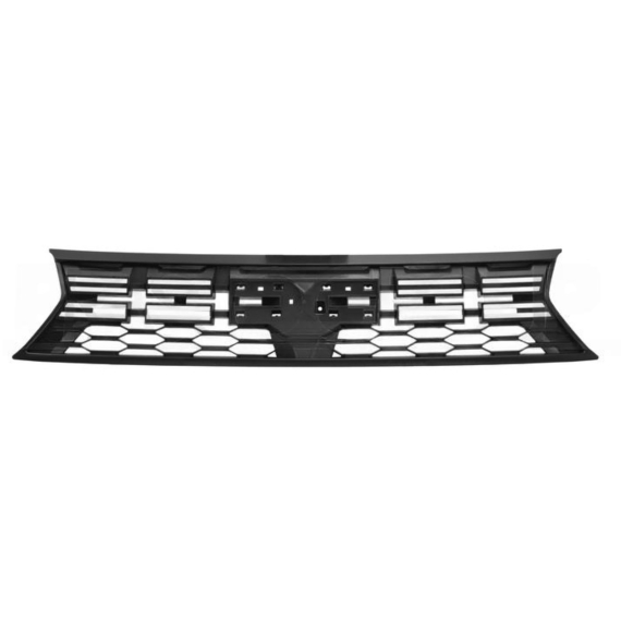 Grille avant noire avec perforations et moulures
