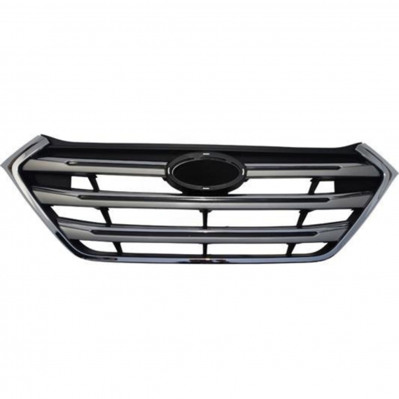 Grille avant, noire, moulure chromée