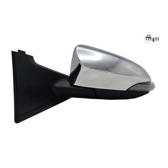 Rétroviseur électrique gauche, chromé, convexe, chauffant, avec feu clignotant (7 broches)